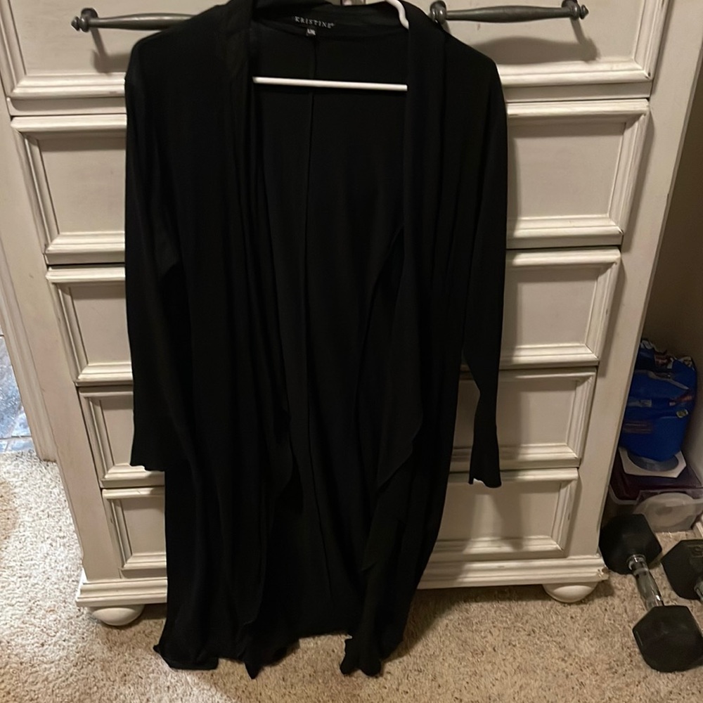 Ruffled black kimono, never worn-NWOT